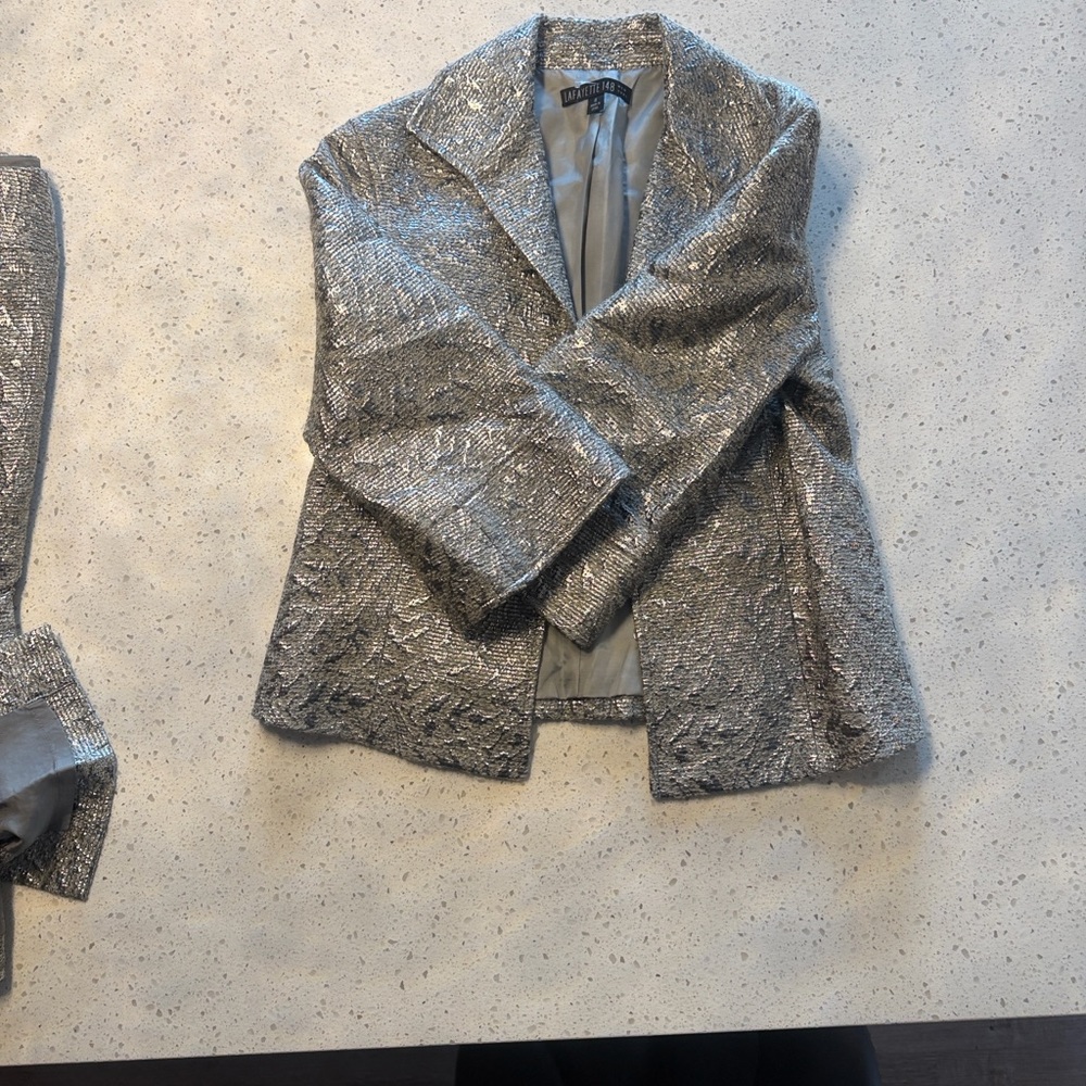 Lafayette 148 New York Metallic Silver Blazer
